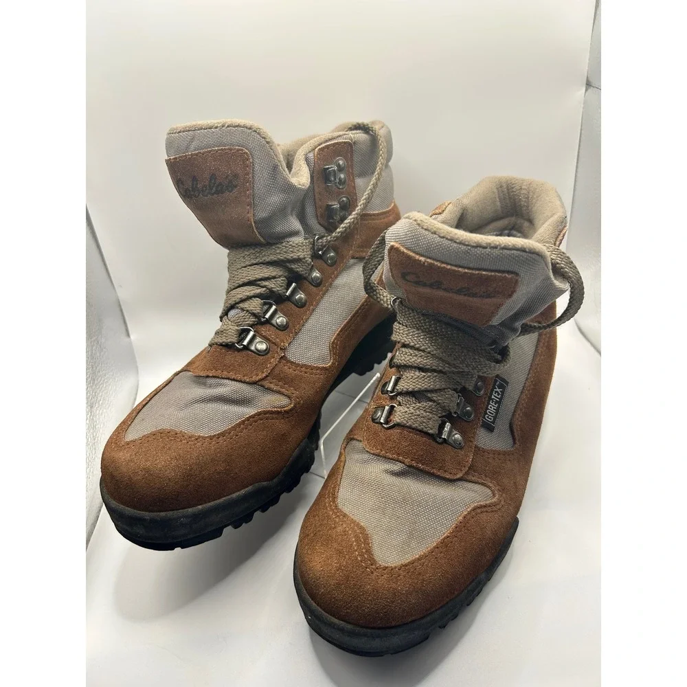 Cabelas Gore Tex Hiking Boots Brown Tan Lace Up Outdoor Trail Footwear‎ Men's 8
